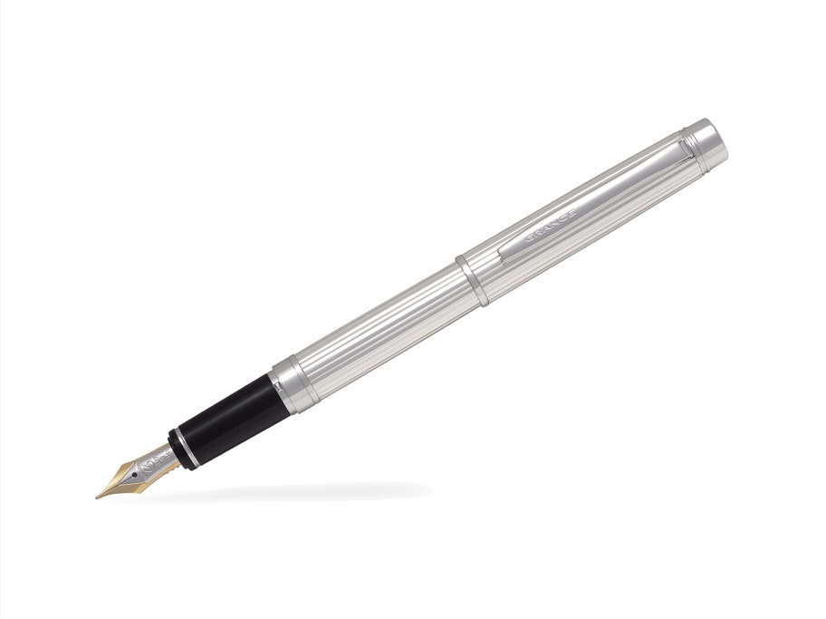 Packshot Stylo plume Grance Stripe Plume Moyenne Argent STP rechargeable - Pilot Pen