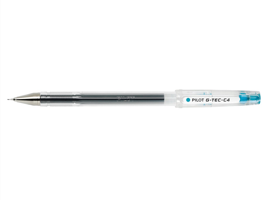 Packshot Roller encre gel G-Tec -C4 Pointe Extra Fine Bleu Turquoise rechargeable - Pilot Pen