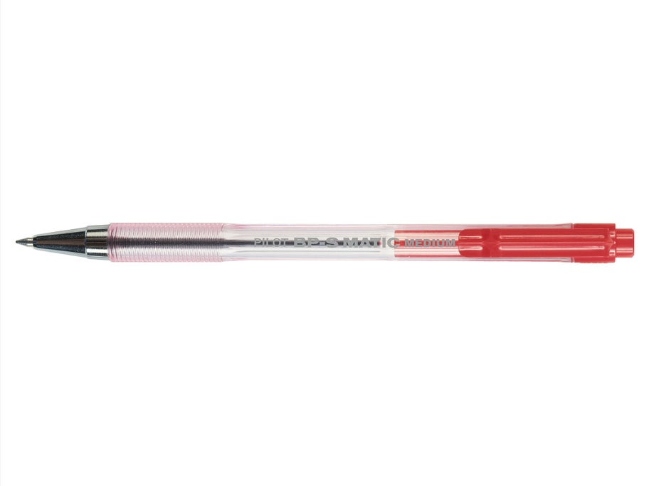 Packshot Stylo bille BP-S Matic Pointe Moyenne Rouge rechargeable rétractable - Pilot Pen