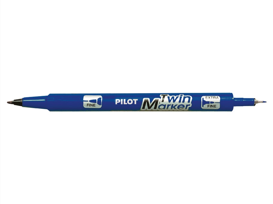 Packshot Marqueur permanent Twin Marker - En plastique recyclé Pointe Fine / Extra Fine Bleu recyclé - Pilot Pen