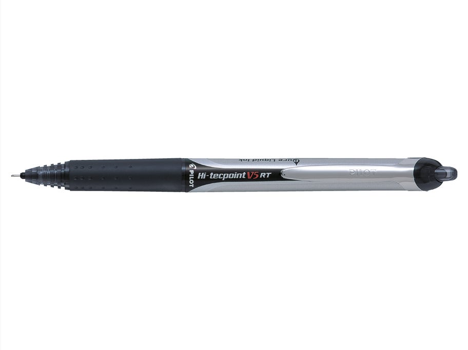 Packshot Roller encre liquide Hi-Tecpoint V5 RT Pointe Fine Noir rechargeable rétractable - Pilot Pen