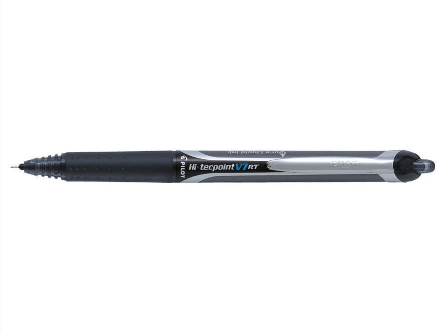 Packshot Roller encre liquide Hi-Tecpoint V7 RT Pointe Moyenne Noir rechargeable rétractable - Pilot Pen