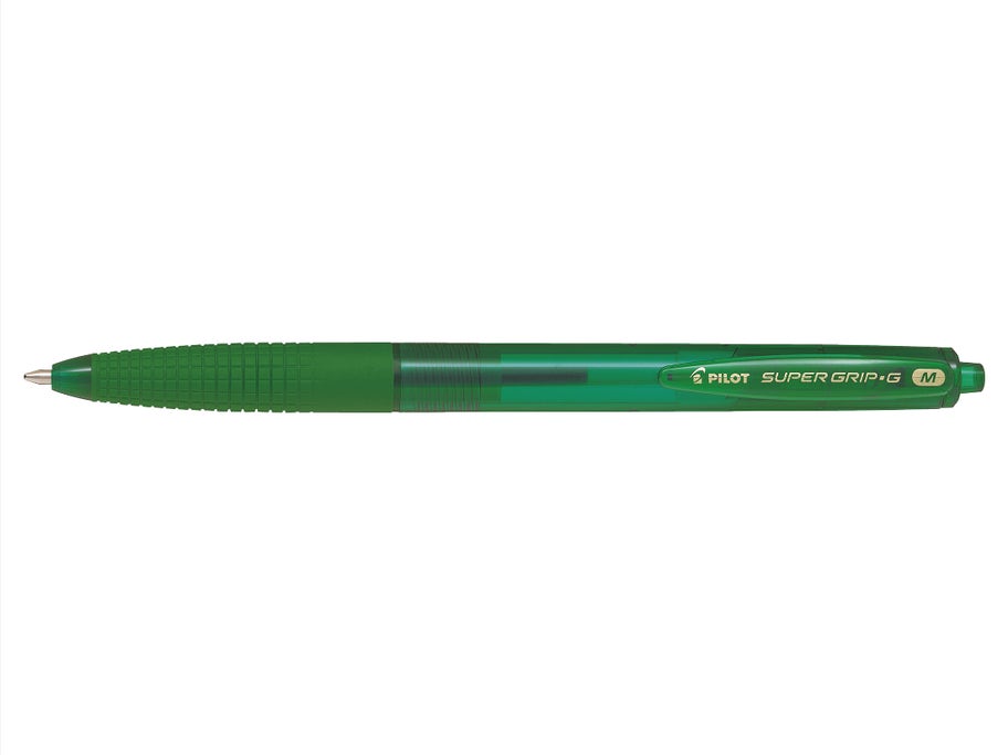 Packshot Stylo bille Super Grip G Retractable Pointe Moyenne Vert rechargeable rétractable - Pilot Pen