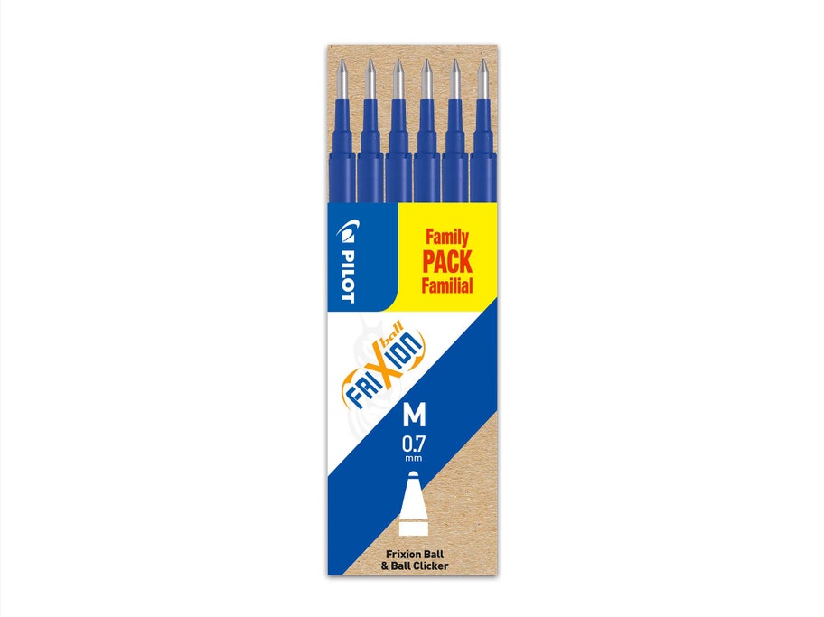 Packshot Roller encre gel effaçable Lot de 6 recharges FriXion Pointe Moyenne Bleu effaçable 2 - Pilot Pen