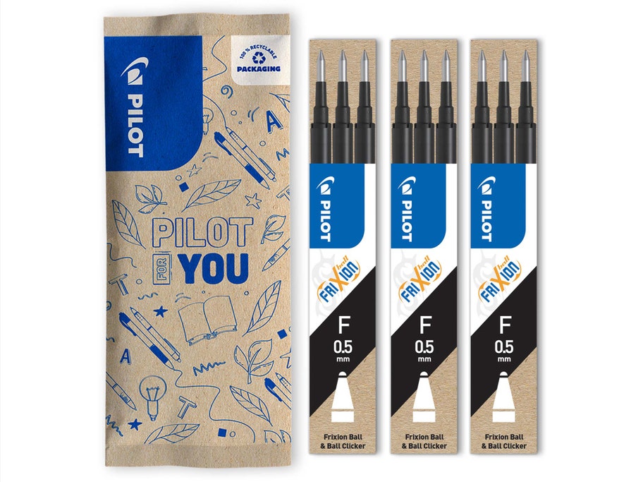 Packshot Roller encre gel effaçable Lot de 9 recharges FriXion Pointe Fine Noir effaçable - Pilot Pen